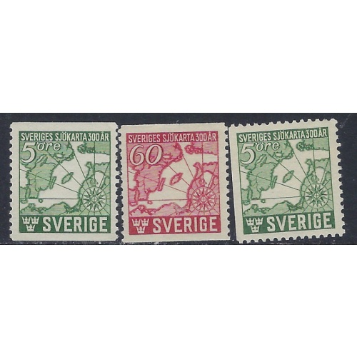 Sweden 348-50 MLH 1944 set; pencil notes on back (ak5927)