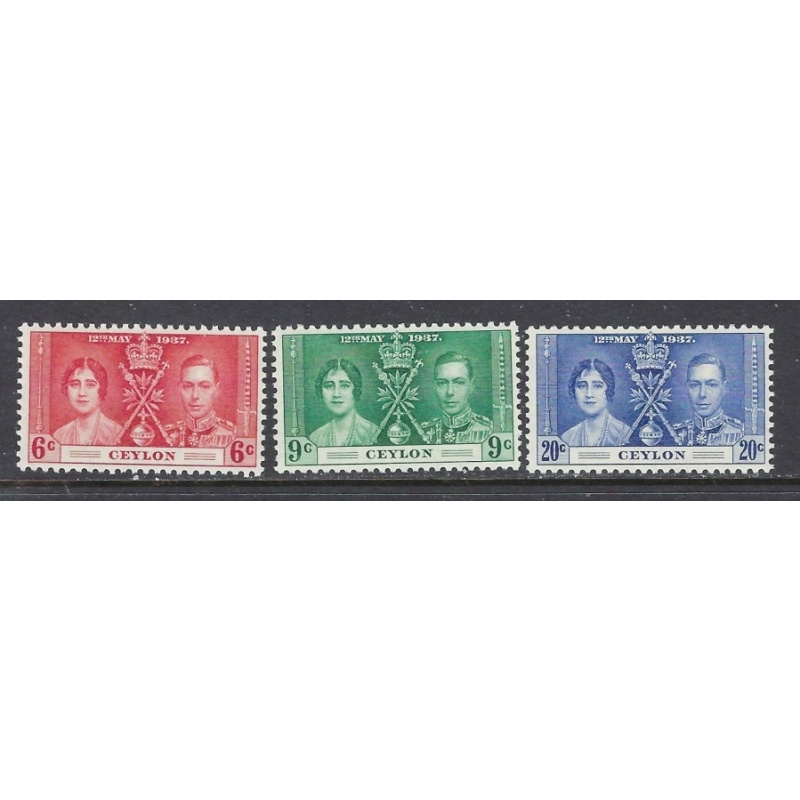 Ceylon 275-77 MNH 1937 KGVI Coronation (ap8719)