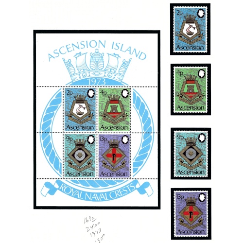 Ascension Is 166-69a MNH 1973 Royal Naval Crests