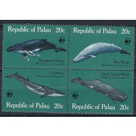 Palau 27a MNH 1983 Whales block of 4 (an7633)