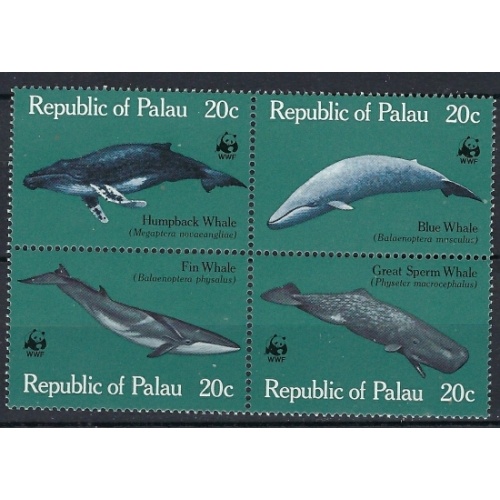 Palau 27a MNH 1983 Whales block of 4 (an7633)