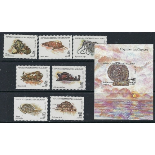 Malagasy 1122-29 MNH 1993 Mollusks (ak2273)