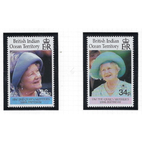 British Indian Ocean Terr 223-24 MNH 2000 Queen Mother 100th Birthday (ak6406)