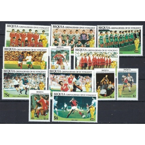 St Vincent Becquia 218-29 MNH 1986 Soccer (an9020)