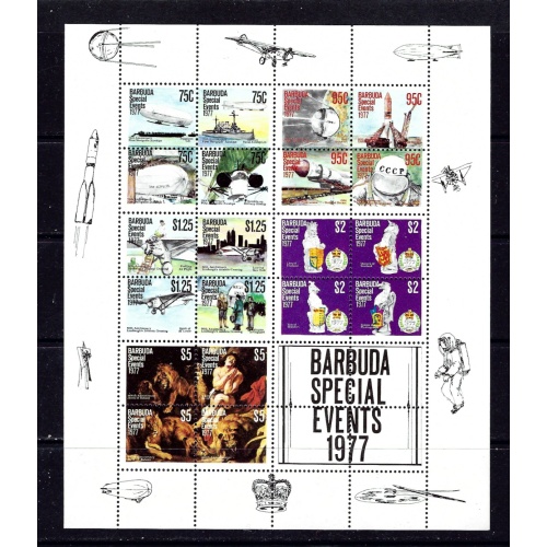 Barbuda 322a NH 1977 Anniversaries Min. Sheet