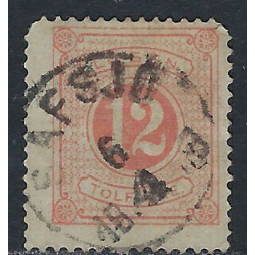Sweden J5 Used perf 14 1874 issue; rounded corner (ak5041)
