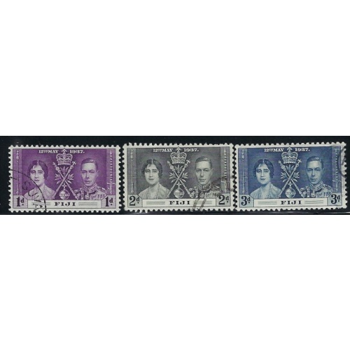 Fiji 114-16 Used 1937 KGVI Coronation (an7456)