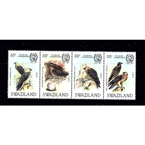 Swaziland 427 MNH 1983 Bearded Vulture strip of 4
