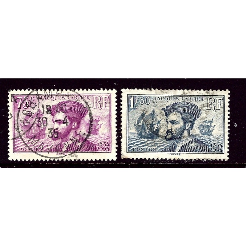 France 296-97 Used 1934 Jacques Cartier    (ap3943)