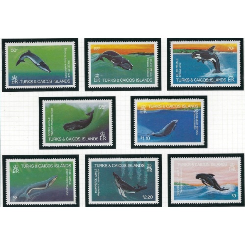 Turks and Caicos 564-71 MNH 1983 Whales (ak5294)