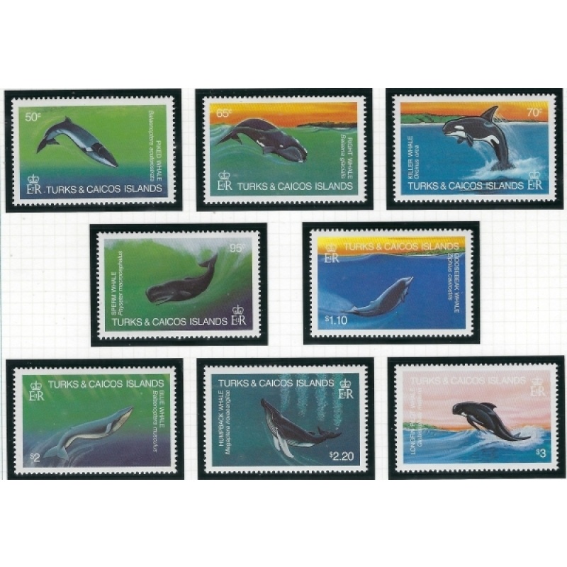 Turks and Caicos 564-71 MNH 1983 Whales (ak5294)