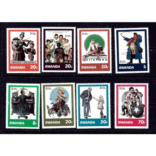 Rwanda 1027-34 MNH 1981 Normal Rockwell Paintings