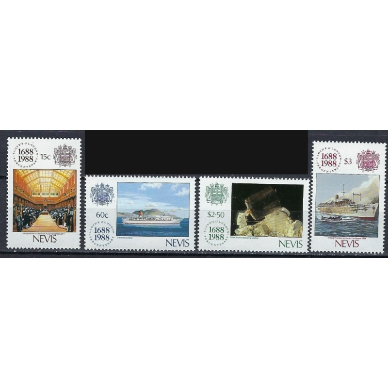 Nevis 571-74 MNH 1988 Lloyds of London (ak2577)