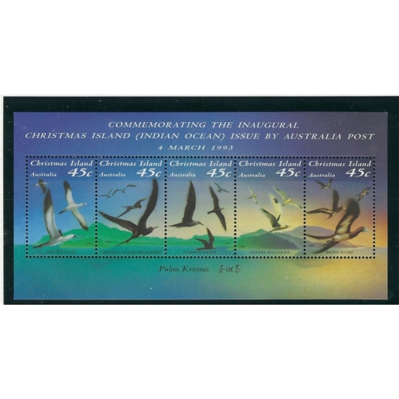 Christmas Is 349f MNH 1993 Seabirds souvenir sheet (ak5018)