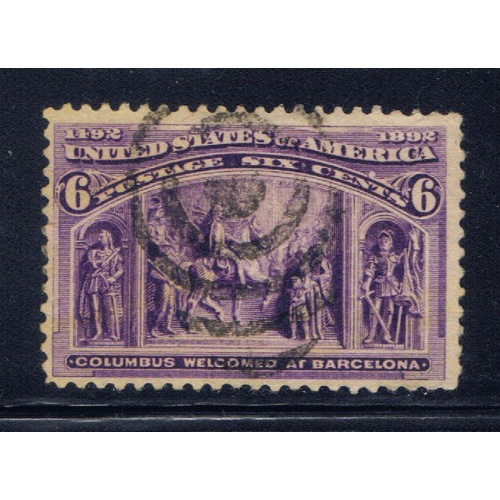 U.S. 235 Used 6c Colombian couple nibbed perfs