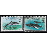 Turks and Caicos 383-84 MNH 1979 Dolphin and Whales (an7315)