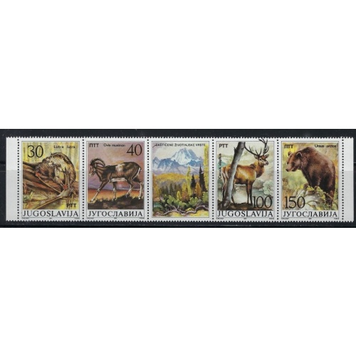 Yugoslavia 1833 MNH 1987 Animals strip of 4 plus label (an3910)