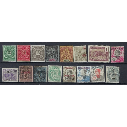 France colonies and offices; 16 different; used and unused (ak2159)