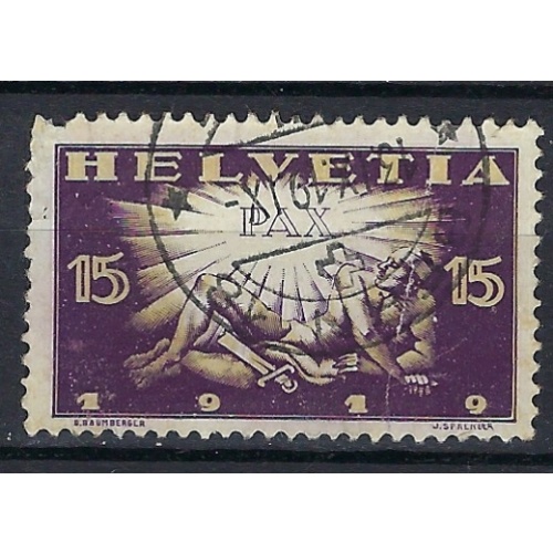 Switzerland 192 Used 1919 issue; pulled perf (ak1739)