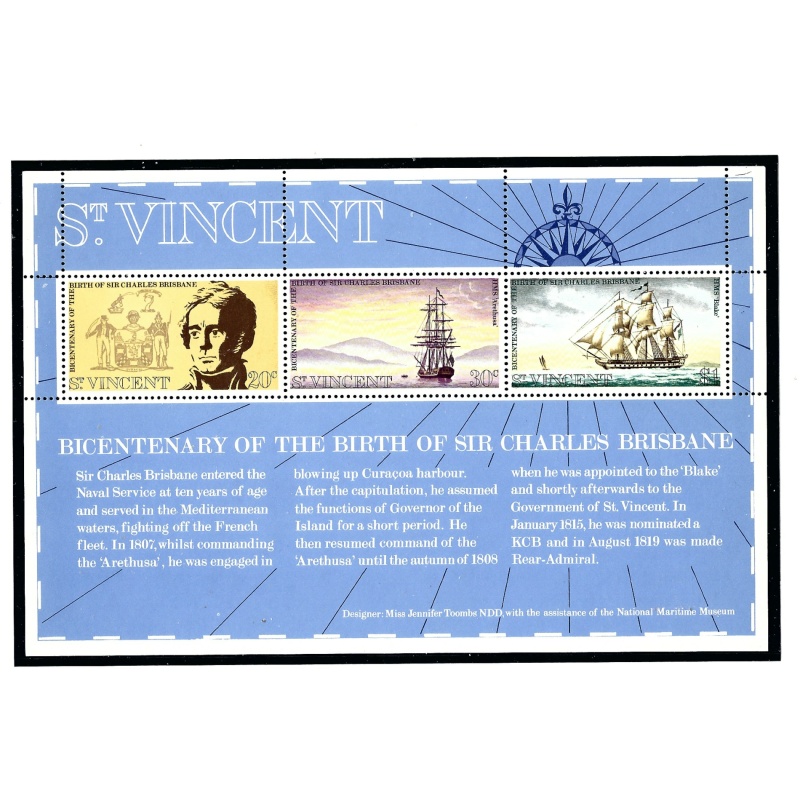 St Vincent 343a MNH 1972 Sir Charles Brisbane S/S (Ships)         (KA)