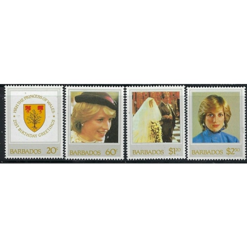 Barbados 585-88 MH 1982 Princess Diana (fe9530)