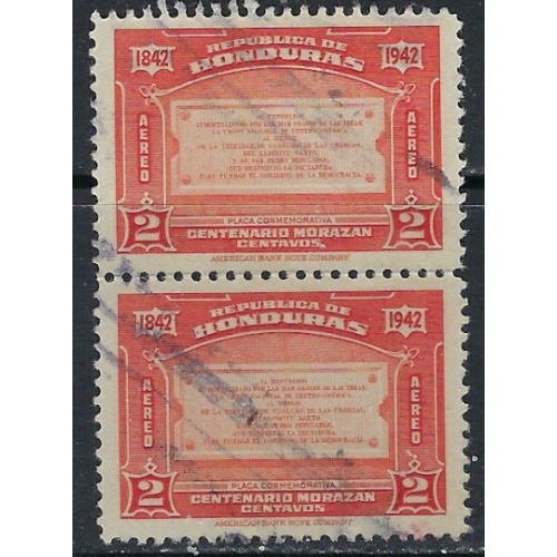 Honduras C120 Used Pair 1942 issue (ak4534)