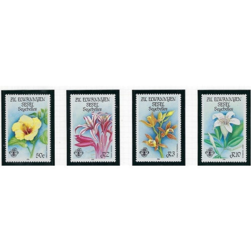 Zil Elwannyen Sesel 122-25 MNH 1986 Flowers (ap9732)