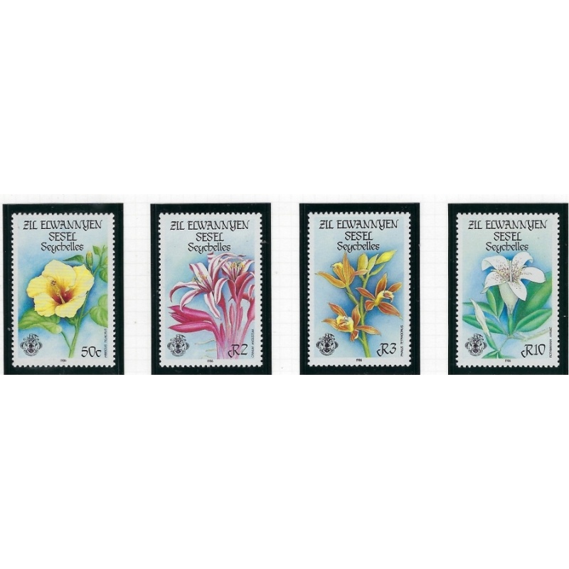 Zil Elwannyen Sesel 122-25 MNH 1986 Flowers (ap9732)