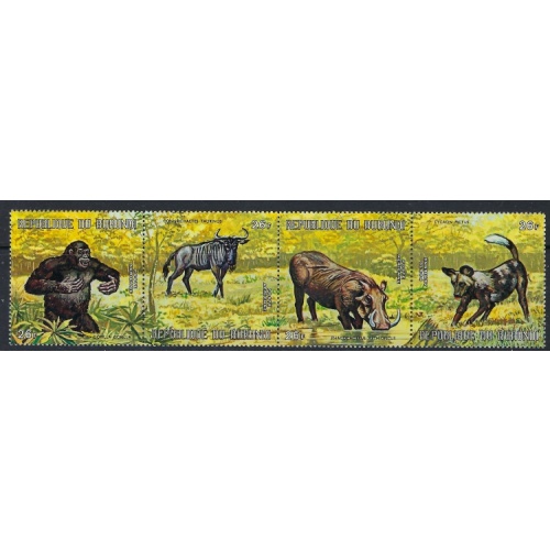 Burundi C150 MNH 1971 Animals strip of 4l been folded (ak4333)