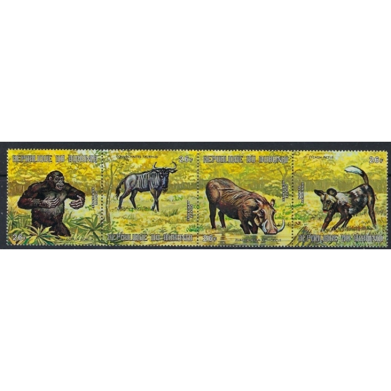 Burundi C150 MNH 1971 Animals strip of 4l been folded (ak4333)