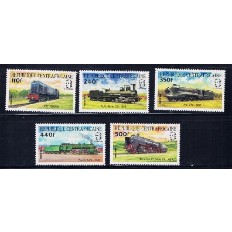 Central Africa 633-39 MNH 1984 Trains (ak1782)
