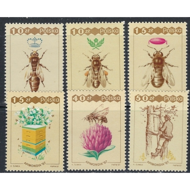 Poland 2813-18 MNH 1987 Bees (ak5729)