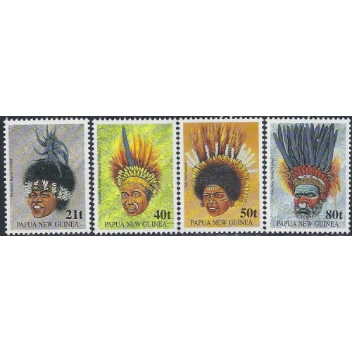 Papua New Guinea 778-81 MNH 1994 Headdresses (ak5274)