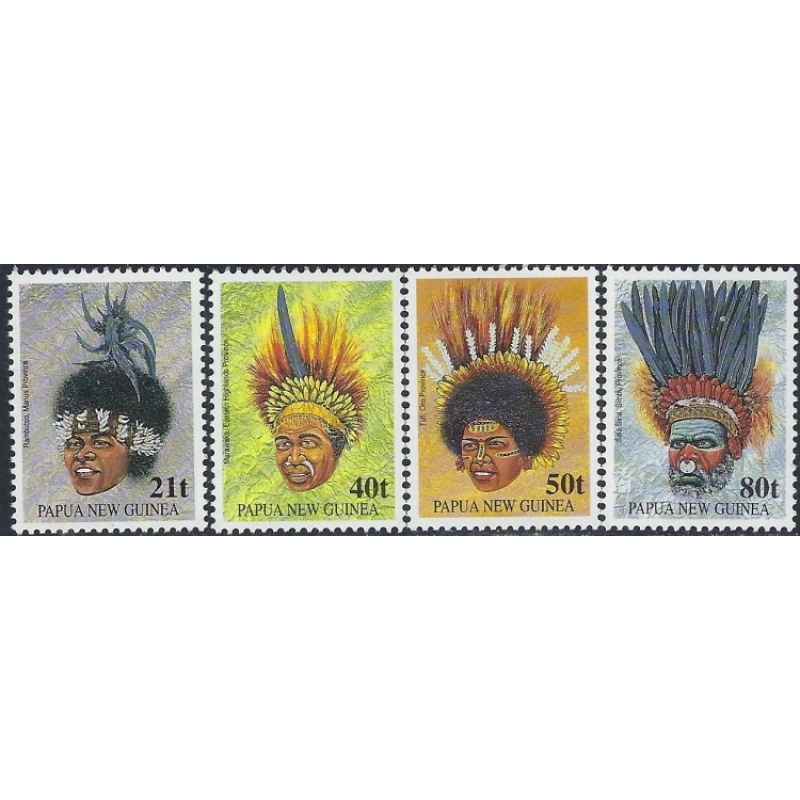 Papua New Guinea 778-81 MNH 1994 Headdresses (ak5274)