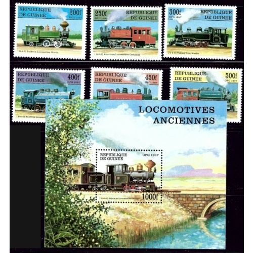 Guinea 1450-56 MNH 1997 Locomotives (ak2988)