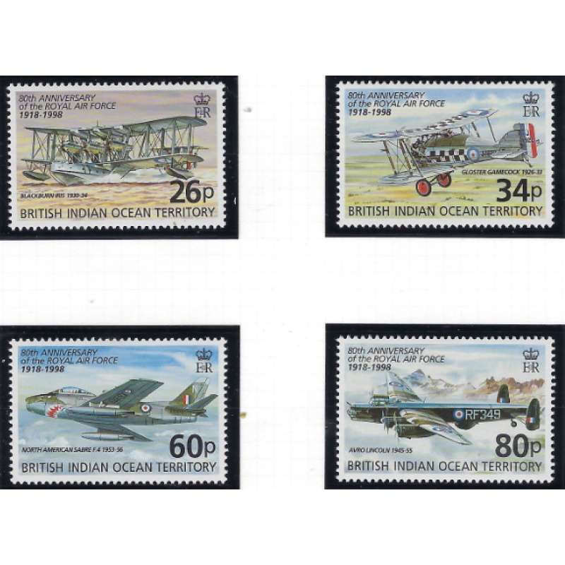 British Indian Ocean Terr 198-201 MNH 1998 Royal Air Force 80th Anniversary (...