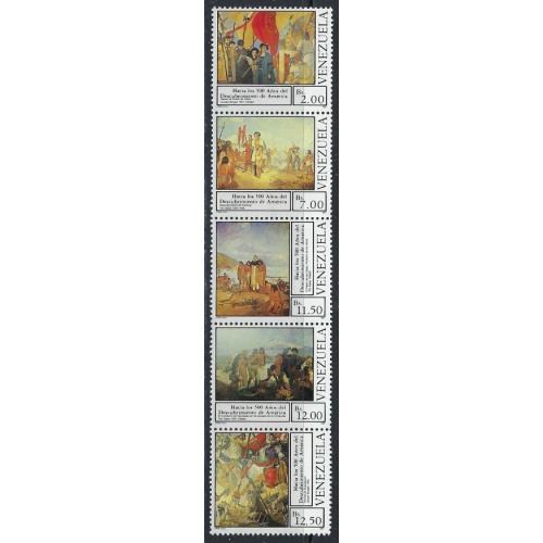 Venezuela 1395 MNH 1987 Paintings strip of 5; folded (ak5580)