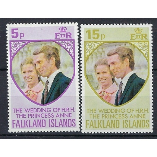 Falkland Is 225-26 MNH 1973 Princess Anne Wedding (an7596)