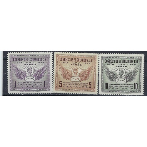 Salvador C122-24 MLH 1949 set; pencil notes on back of C122 (mm1367)