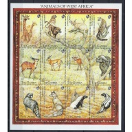 Gambia 1358 MNH 1993 Animals of West Africa sheet of 9 (an7910)
