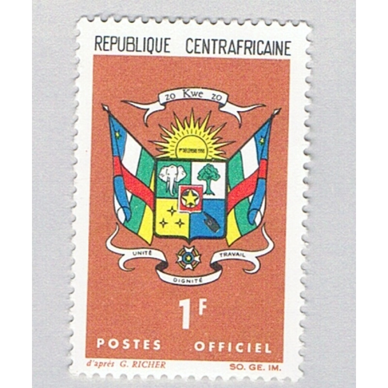Central Africa O1 MLH Coat of arms 1965 (BP74302)
