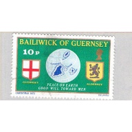 Guernsey 129 Used Guernsey Flag Globe and Alderney Shield 1 1975 (BP75918)