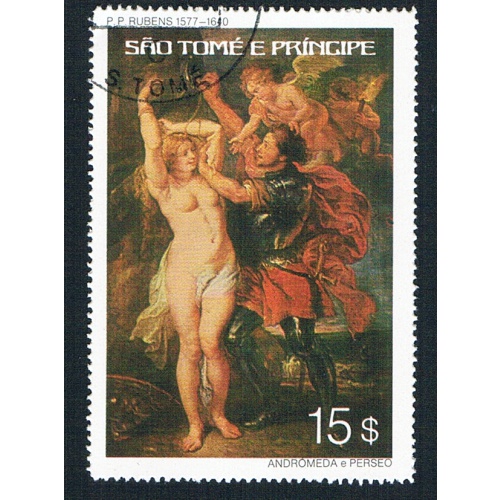 St Thomas & Prince 444 Used Painting Ruben Nude 1977 CV 1.60 (BP78602)