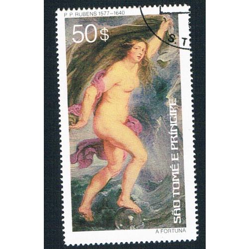 St Thomas & Prince 446 Used Painting Ruben Nude 1 1977 CV 4.75 (BP78609)