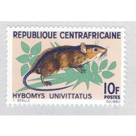 Central Africa 74 MNH One Stripe Mouse 1 1966 CV 2.10 (BP79204)
