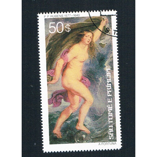 St Thomas & Prince 446 Used Painting Ruben Nudes 1977 CV 4.75 (BP81801)