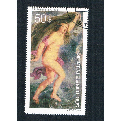 St Thomas & Prince 446 Used Painting Ruben Nudes 1 1977 CV 4.75 (BP81802)