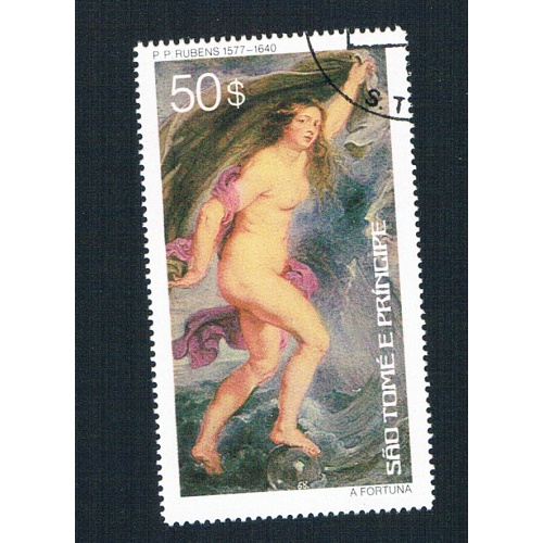 St Thomas & Prince 446 Used Painting Ruben Nudes 2 1977 CV 4.75 (BP81803)