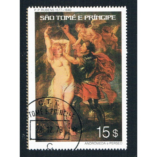 St Thomas & Prince 444 Used Painting Ruben Nude 1977 CV 1.60 (BP81804)