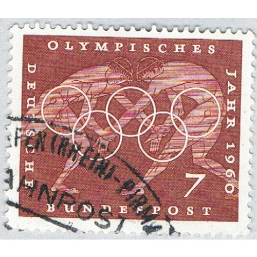 Germany 813 Used Wrestling Greek vase paintings Olympic rings 1960 (BP84112)